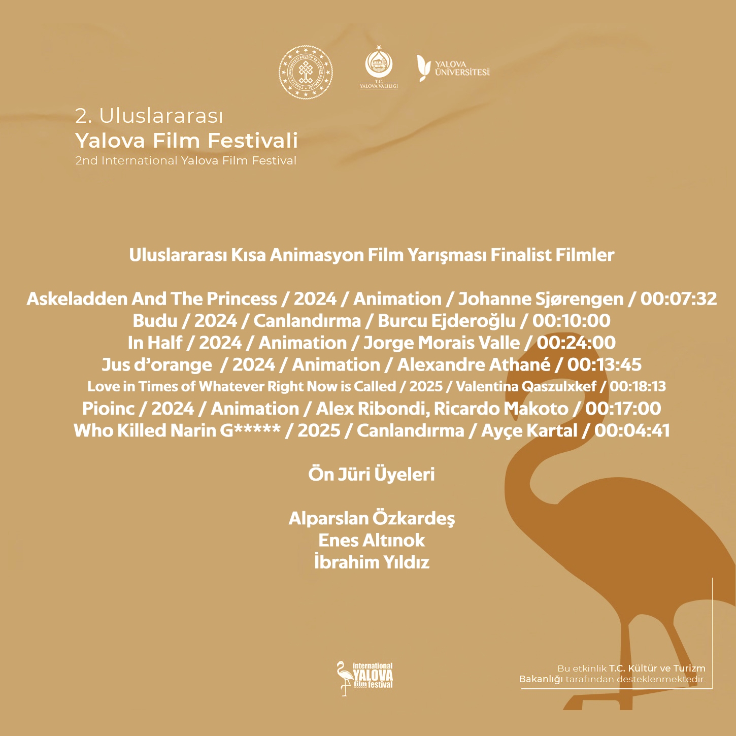 2. Uluslararası Yalova Film Festivali Uluslararası Kısa Animasyon Film Yarışması Dalı Finalist Filmler