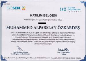 ÖĞREM İleri Eğitim Ders İşleme Modeli Katılım Belgesi